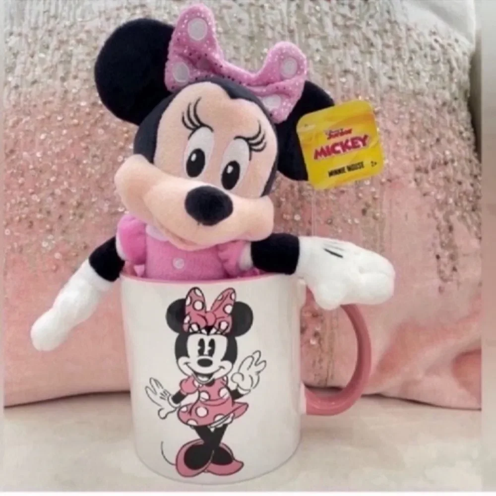 Disney Minnie Mouse Plush + Large Cup Mug Gift Set NEW